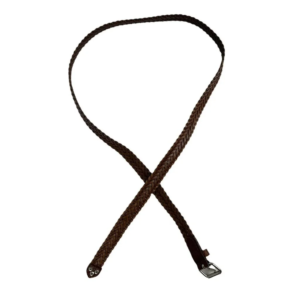 Womens Braided Brown Leather Western Style Belt